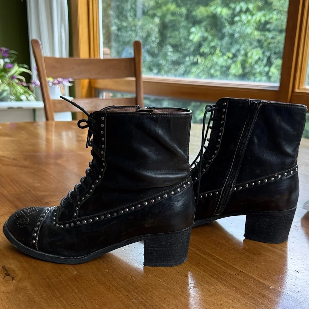 Studded Black Ankle Boots - Picture 4 of 5